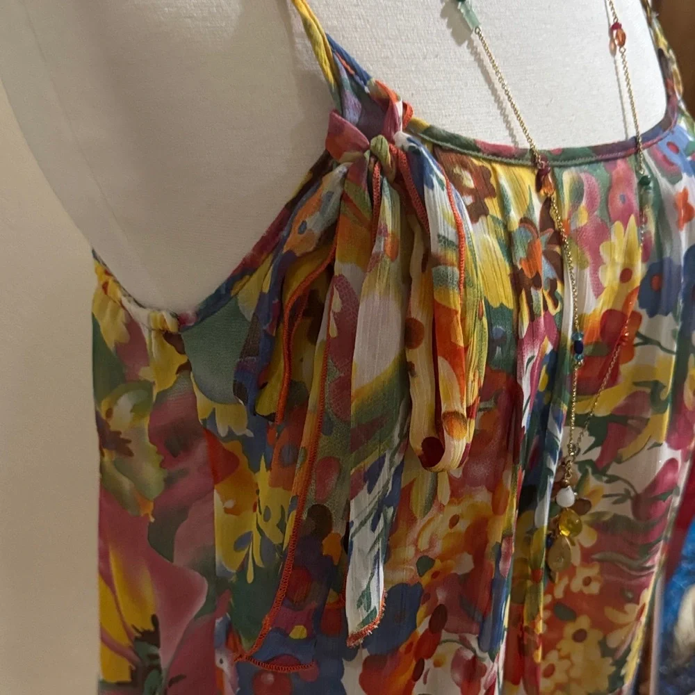 Floral Multicolor Spaghetti Strap Blouse - Picture 2 of 4